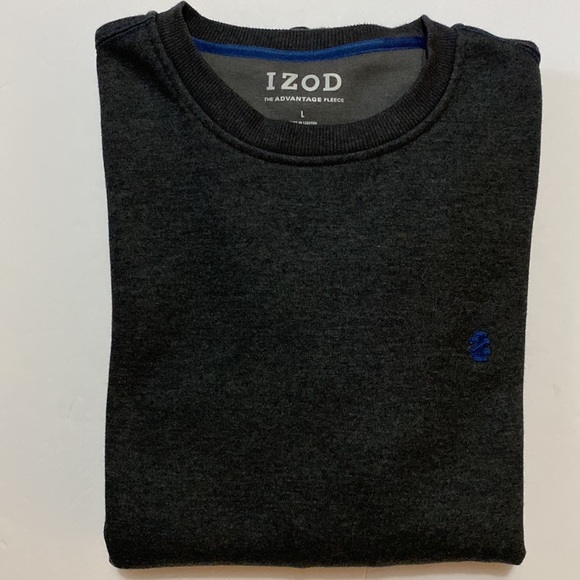 IZOD men’s advantage fleece crew neck classic fit l/s gray sweatshirt size L - Picture 3 of 10